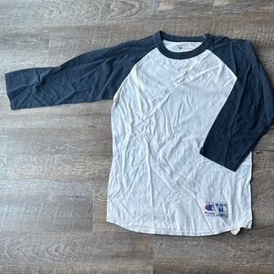 Champion Navy and White Raglan Shirt